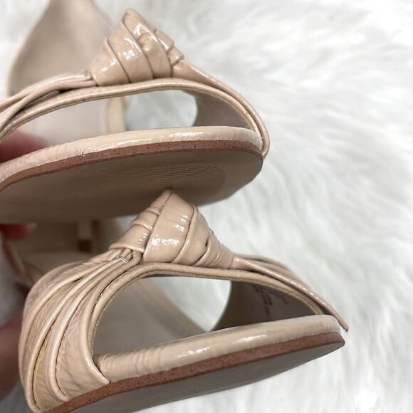 Marc Fisher | patent leather open toe heels 5.5 cream ,ankle strap, fron… - Picture 8 of 10